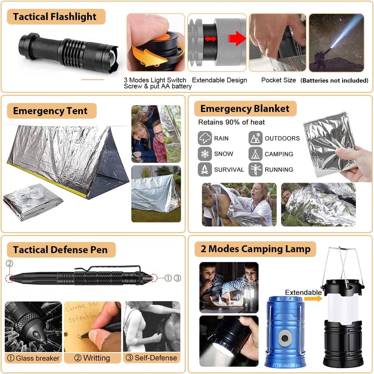 Outdoor Camping Survival Tool Set, Multi-Function Hiking Emergency Kit - view 4