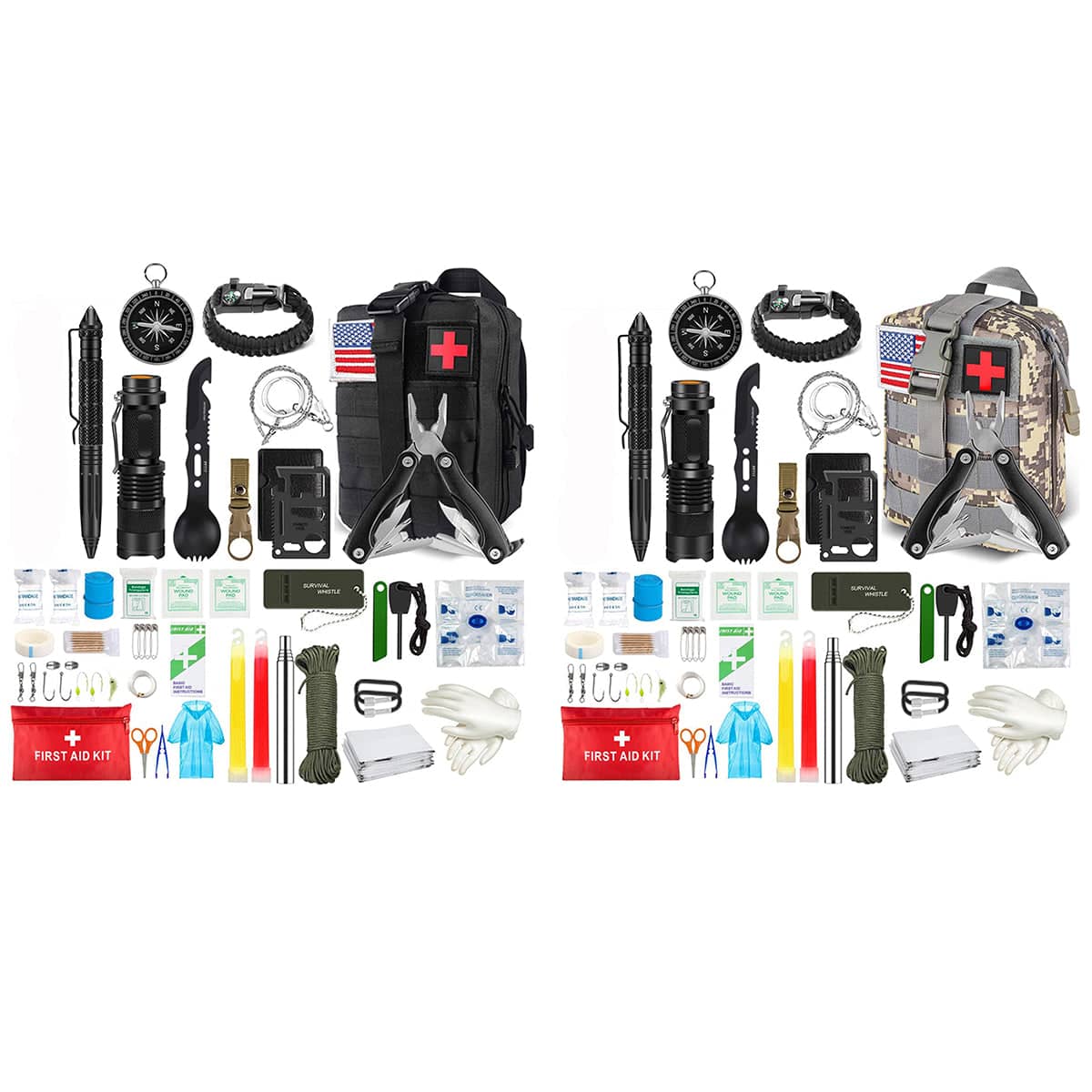 Outdoor Camping Survival Tool Set Multi Function Kit with First Aid Items - Black - view 3