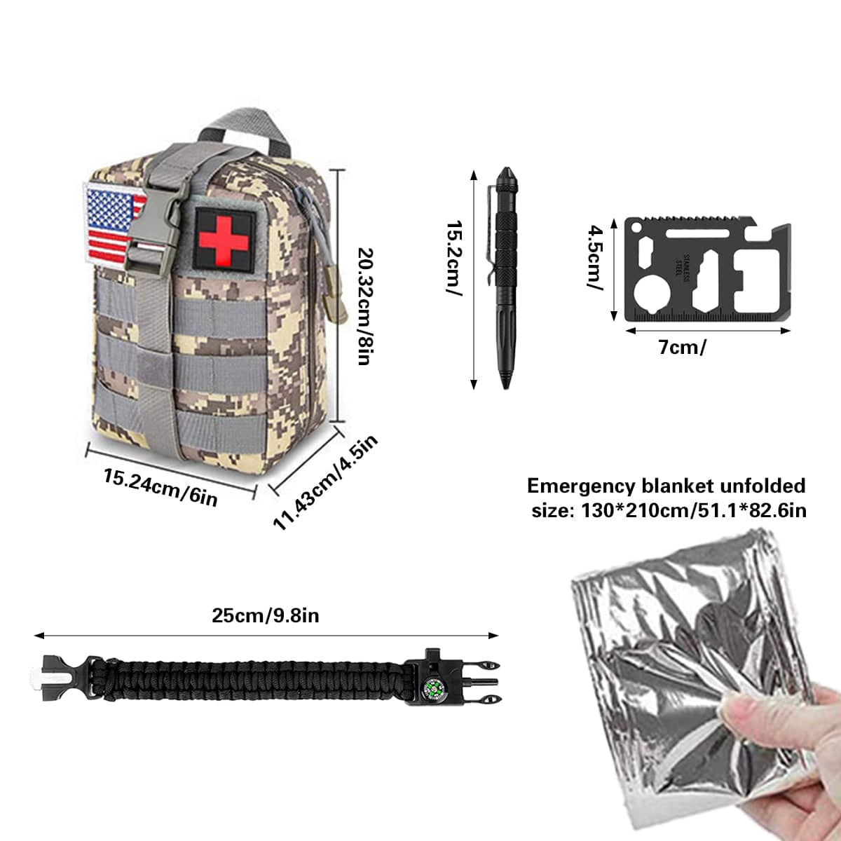 Outdoor Camping Survival Tool Set Multi Function Kit with First Aid Items - Black - view 4
