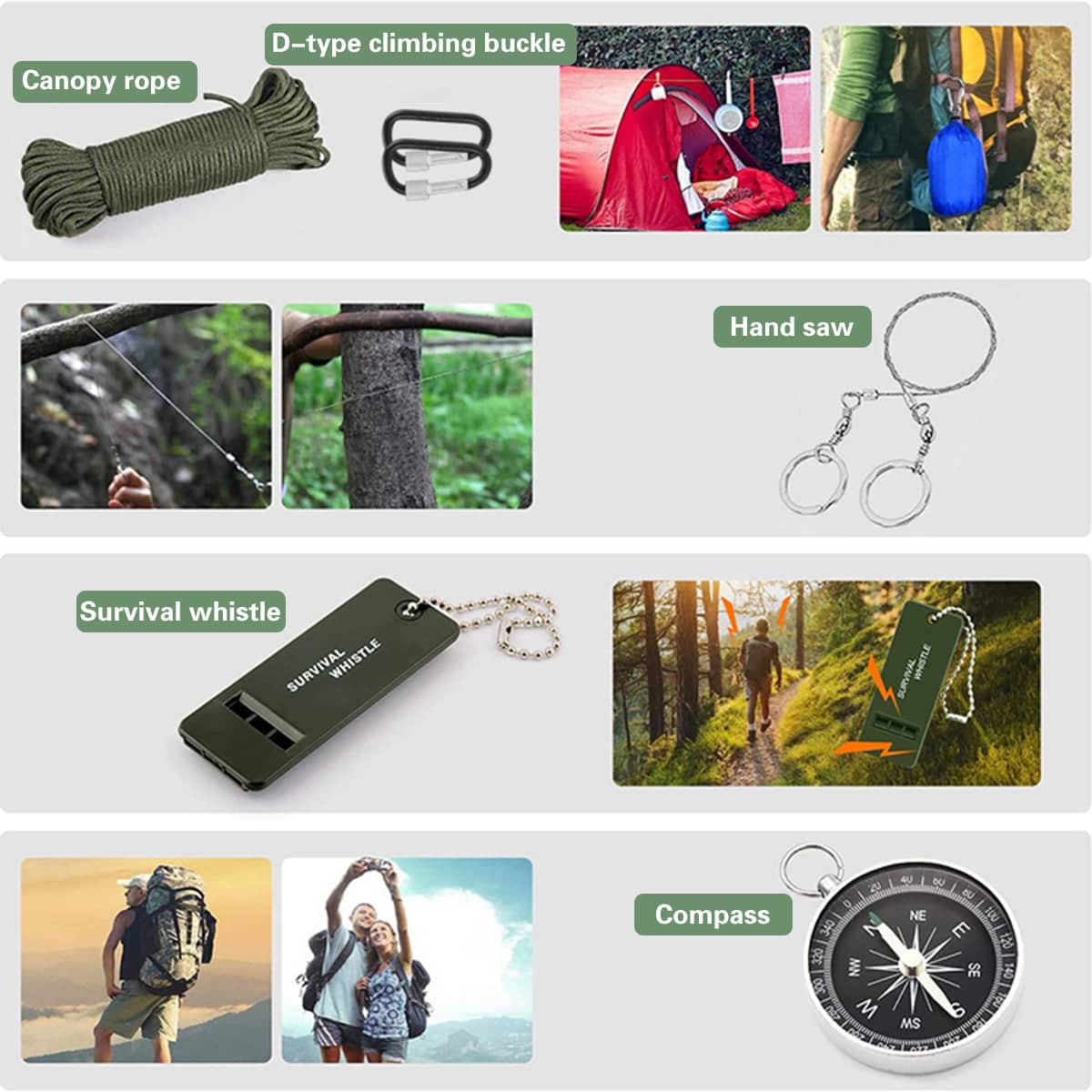 Outdoor Camping Survival Tool Set Multi Function Kit with First Aid Items - Black - view 5