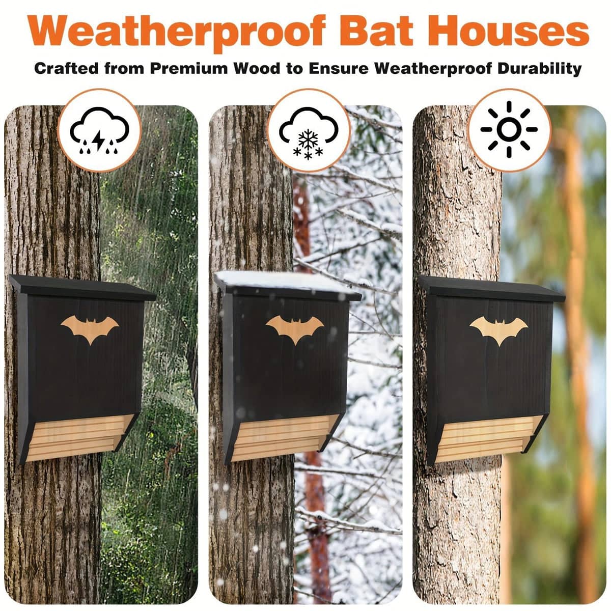 Outdoor Cedar Bat House to Attract Bats, Weatherproof Bat Box with Easy Installation - view 5