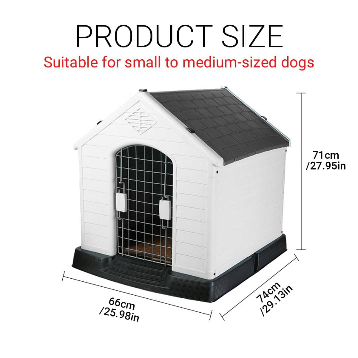 Outdoor Dog House Kennel with Sloped Roof and Elevated Floor - view 3