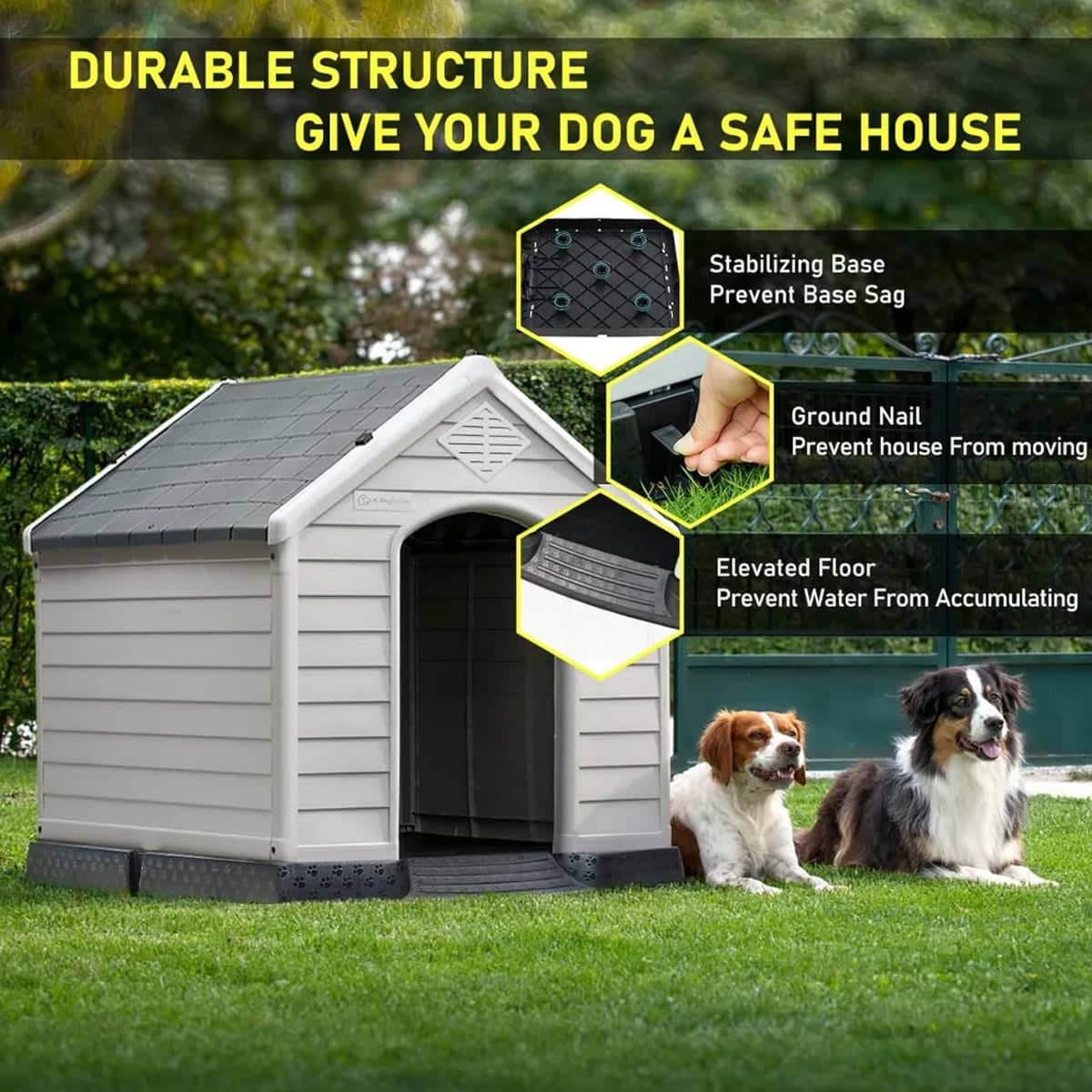 Outdoor Dog House Kennel with Sloped Roof and Elevated Floor - view 4