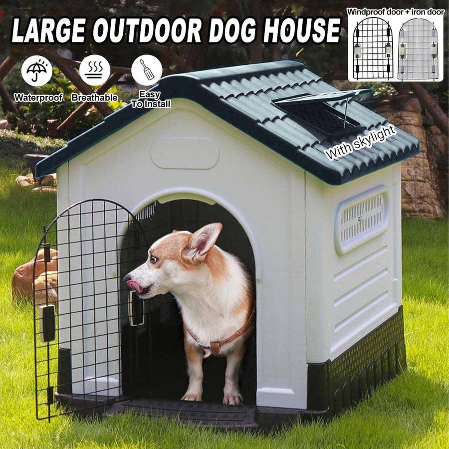 Outdoor Dog Kennel with Toilet, Rainproof and Sunscreen Pet Shelter