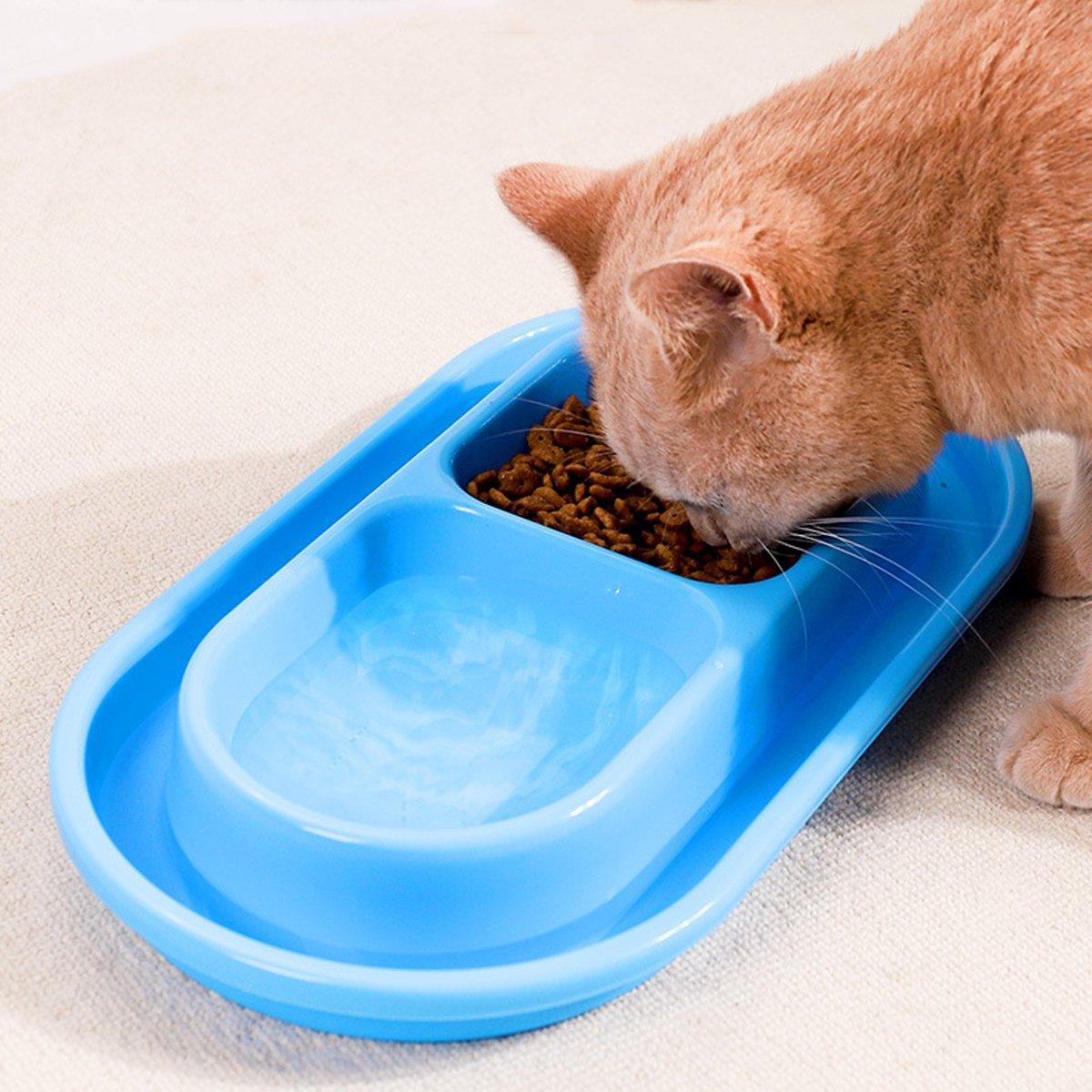 Outdoor Double Cat Feeding Bowl, Waterproof and Anti-Ant - Blue - view 4