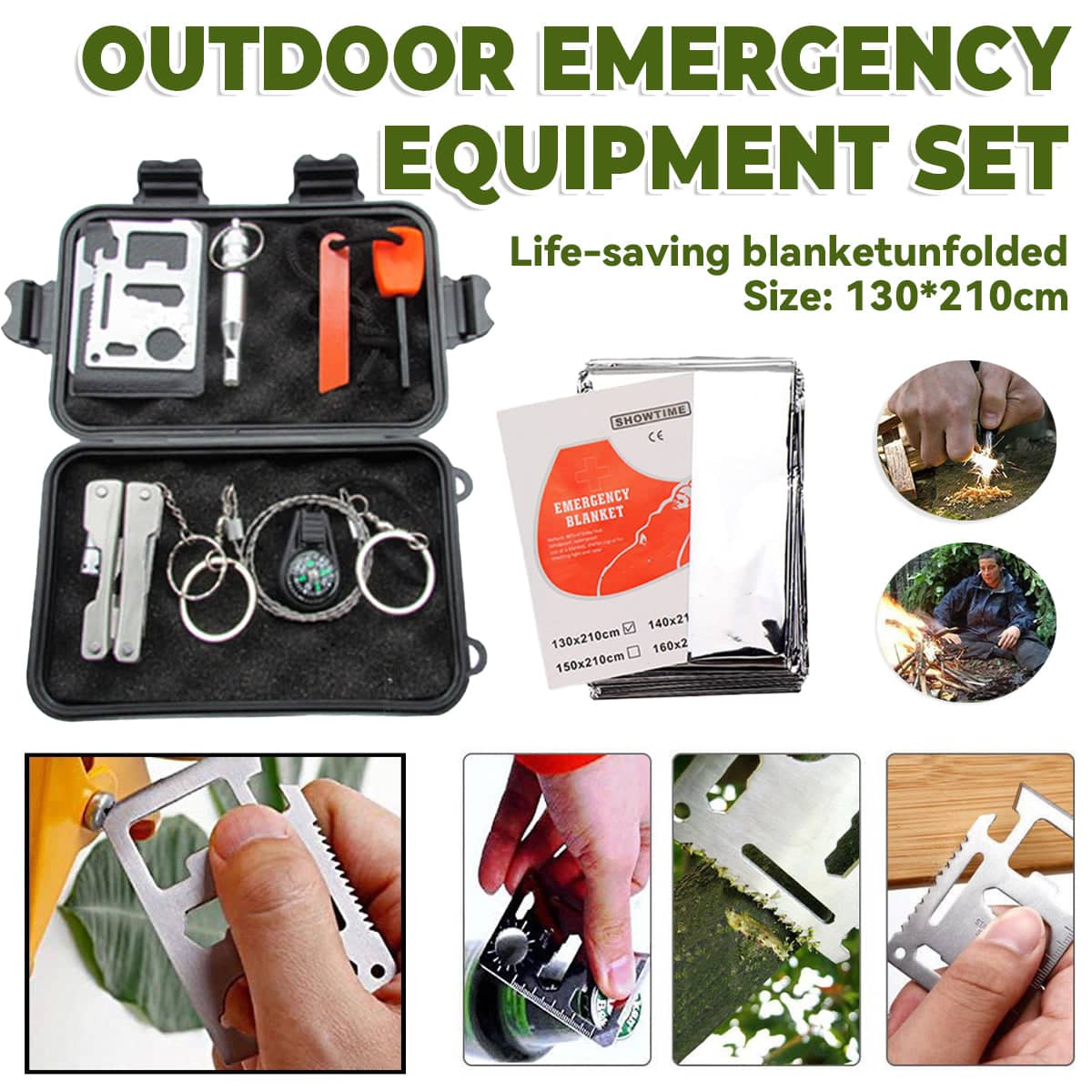 Outdoor Emergency Equipment Set with Waterproof Case - view 4