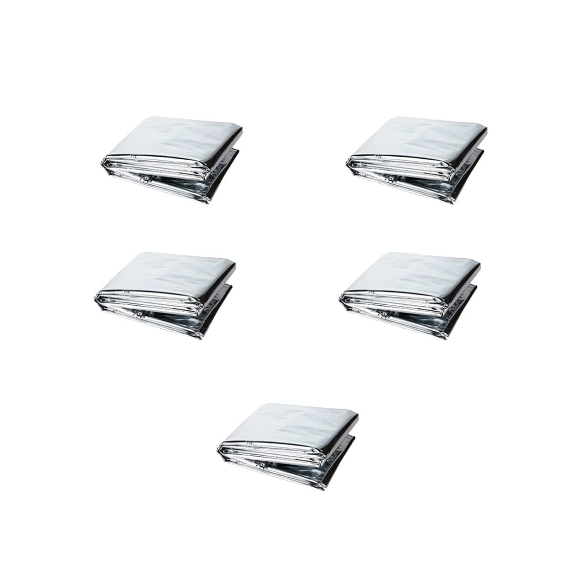 Outdoor Emergency Thermal Blankets - Double-Sided Silver, Pack of 5, 130 x 210cm