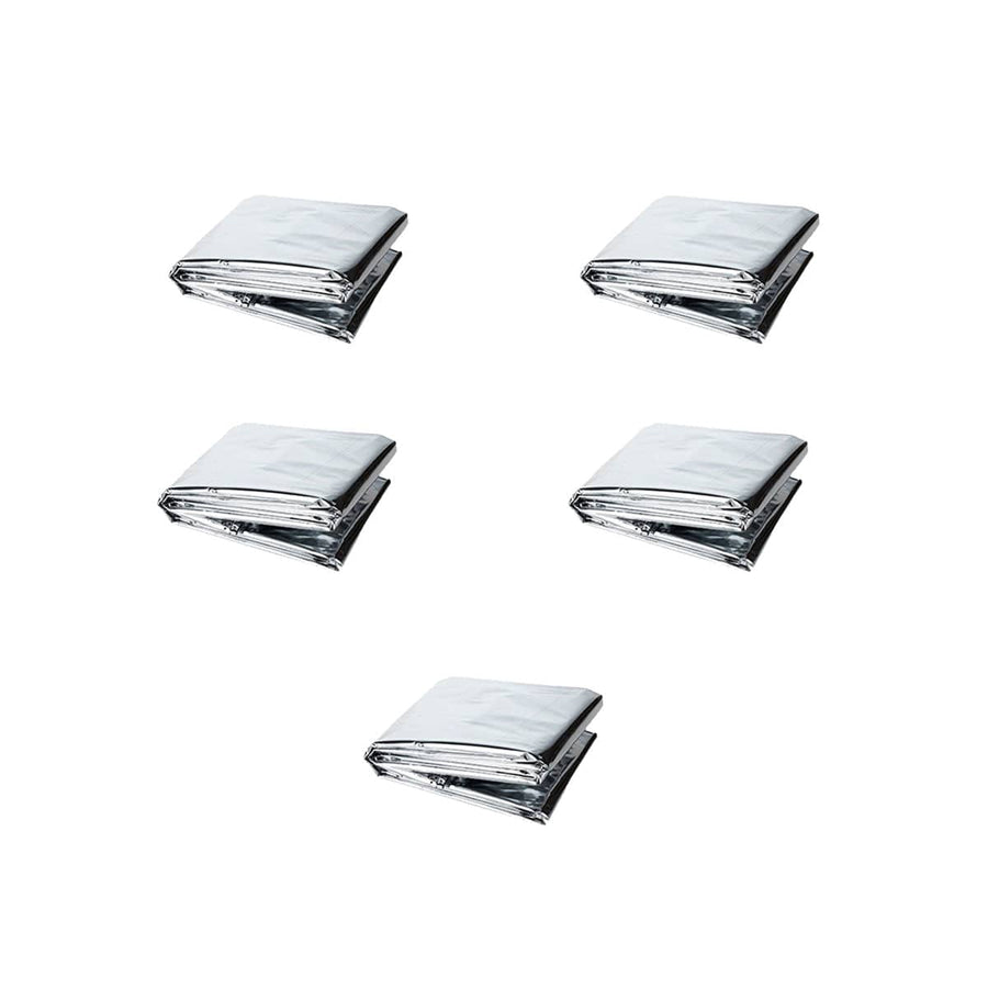 Outdoor Emergency Thermal Blankets - Double-Sided Silver, Pack of 5, 130 x 210cm