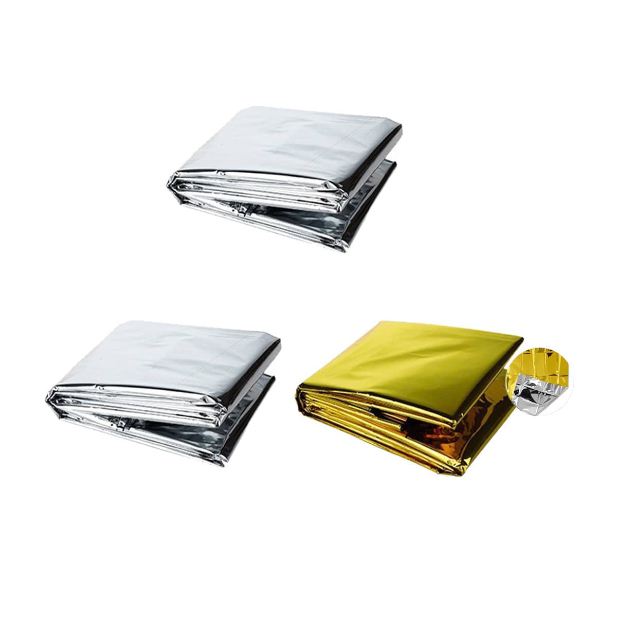 Outdoor Emergency Thermal Blankets - Gold One Side, Silver the Other, Pack of 5, 130 x 210cm - view 3