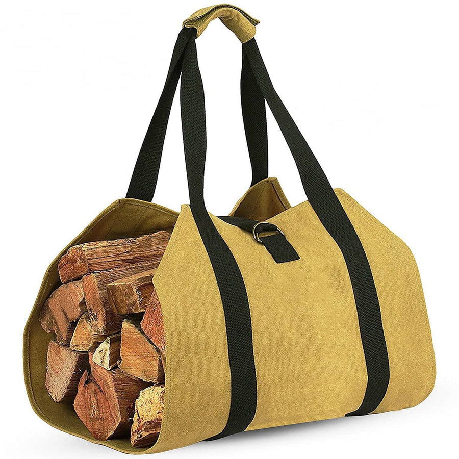 Outdoor Firewood Tote Bag, Portable Durable Campfire Wood Carrier - Yellow