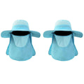 Outdoor Fisherman Hat with Neck Flap, Sun Protection Bucket Hat, Pack of 2 - Azure