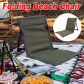 Outdoor Folding Beach Lounge Chair with Floor Mat, Portable Garden Chair