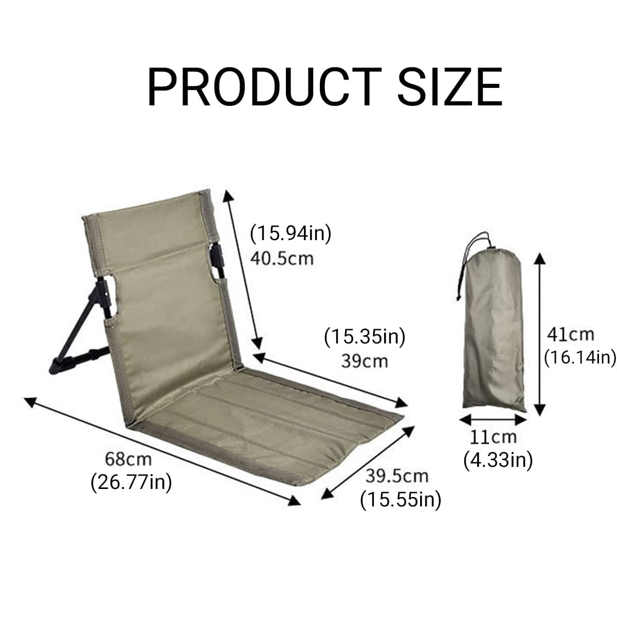 Outdoor Folding Beach Lounge Chair with Floor Mat, Portable Garden Chair - view 3