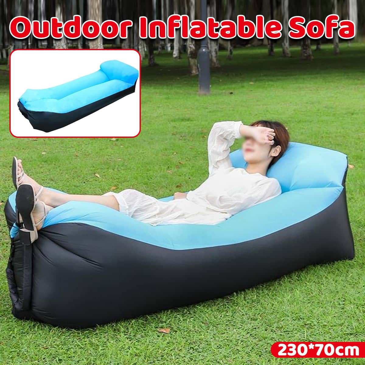 Outdoor Inflatable Sofa with Pillow, Foldable for Festivals and Camping