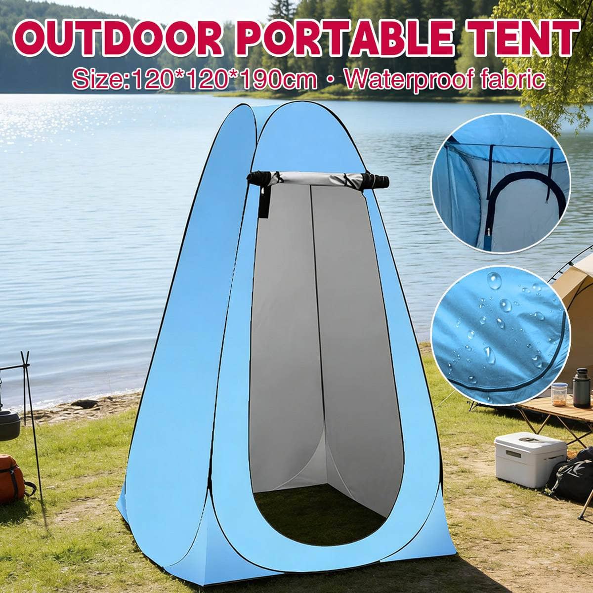 Outdoor Pop up Changing Tent Shower Shelter for Camping and Beach, 120 x 120 x 190 cm
