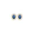 Oval Blue Oil Drop Stud Earrings, Retro Fashion Jewellery with Silver Needle Back - view 2