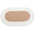 Oval Cotton Floor Mat 70 x 40 cm, Non Slip Washable Rug - Khaki