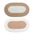 Oval Cotton Floor Mat 70 x 40 cm, Non Slip Washable Rug - White - view 3