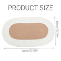 Oval Cotton Floor Mat 70 x 40 cm, Non Slip Washable Rug - White - view 4