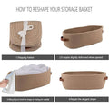 Oval Cotton Rope Storage Basket with Faux Leather Handles - Khaki - view 5