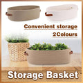 Oval Cotton Rope Storage Basket with Faux Leather Handles - White - view 2