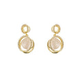 Oval Drop Earrings for Women - Gold-Tone with Cream Centre Stone