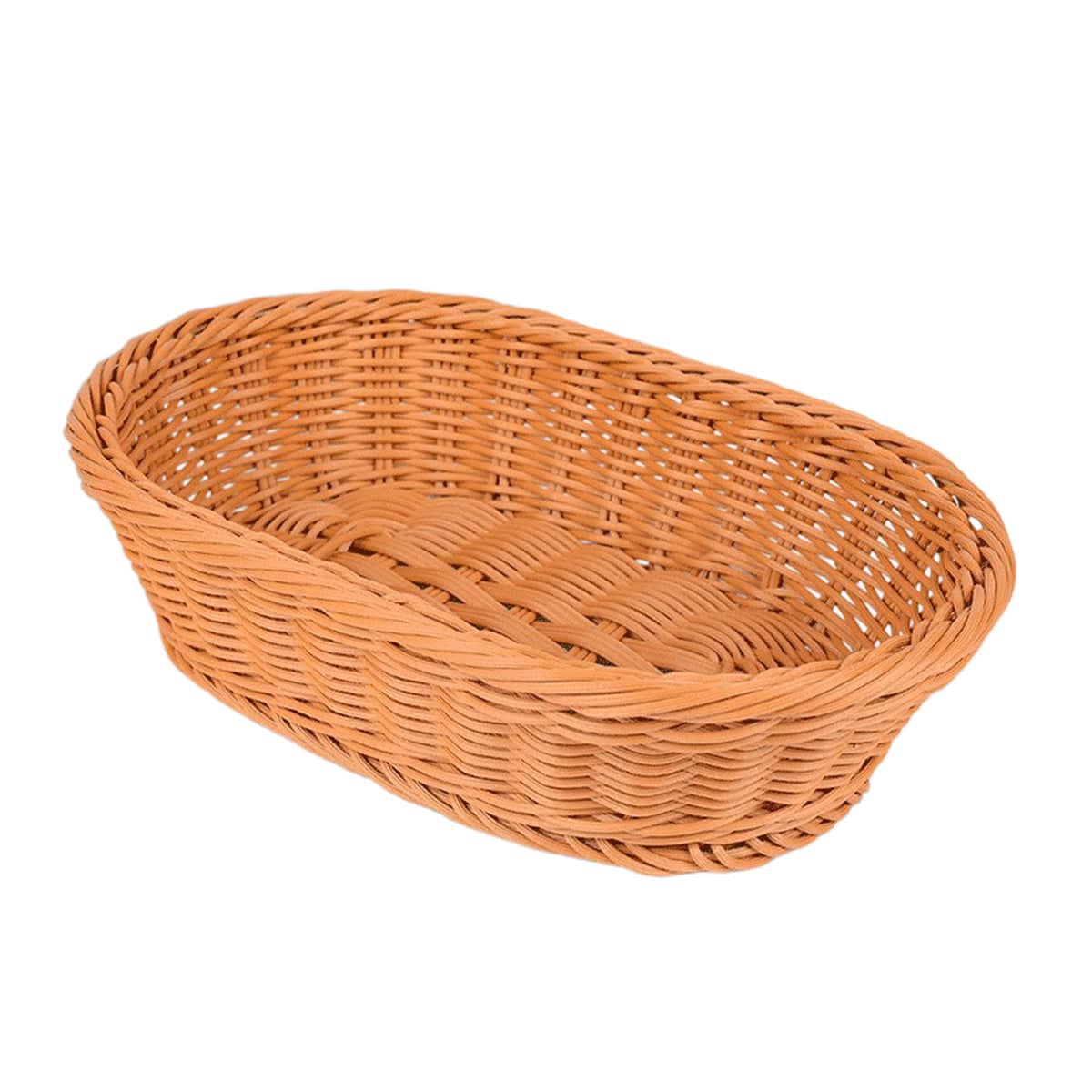 Oval Imitation Rattan Basket for Bread, Fruit and Snacks - Tan, 35 cm