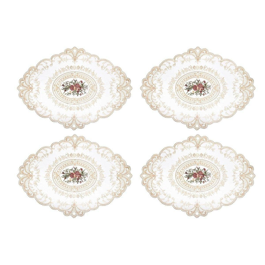 Oval Lace Placemats, 31 x 42 cm, Pack of 4 - Beige