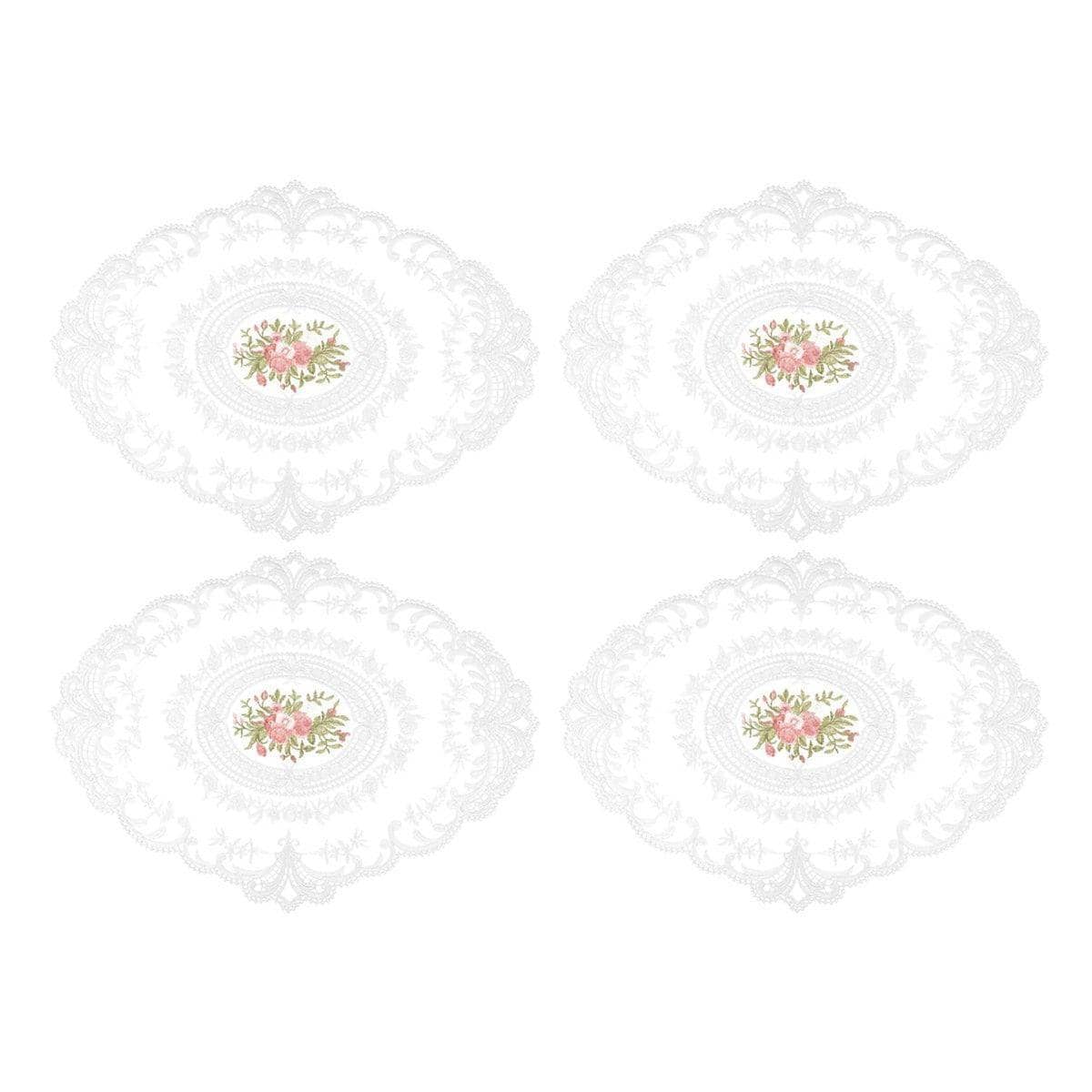 Oval Lace Placemats, 31 x 42 cm, Pack of 4 - White