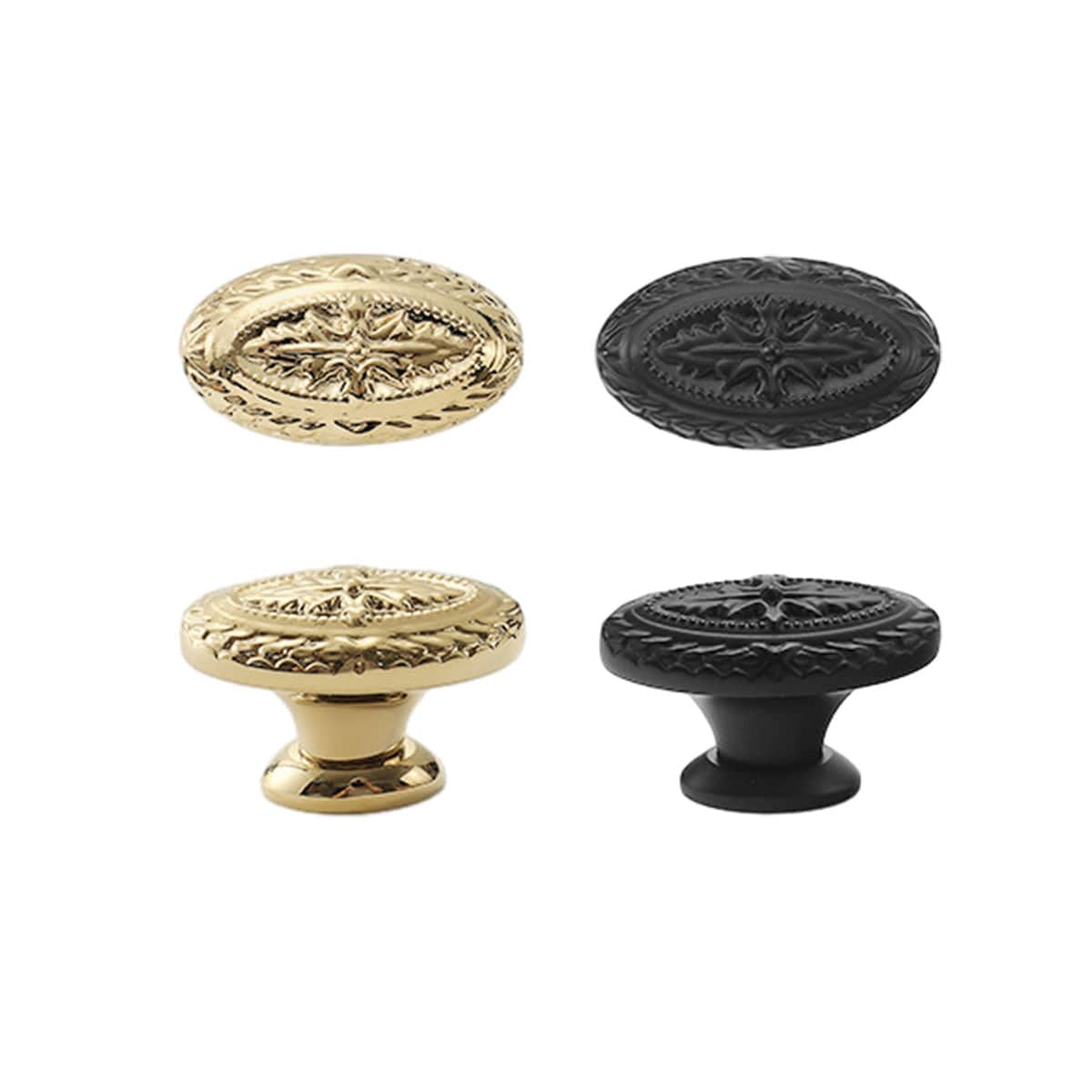 Oval Vintage Drawer Handle - Antique Furniture Pull, Black - view 3