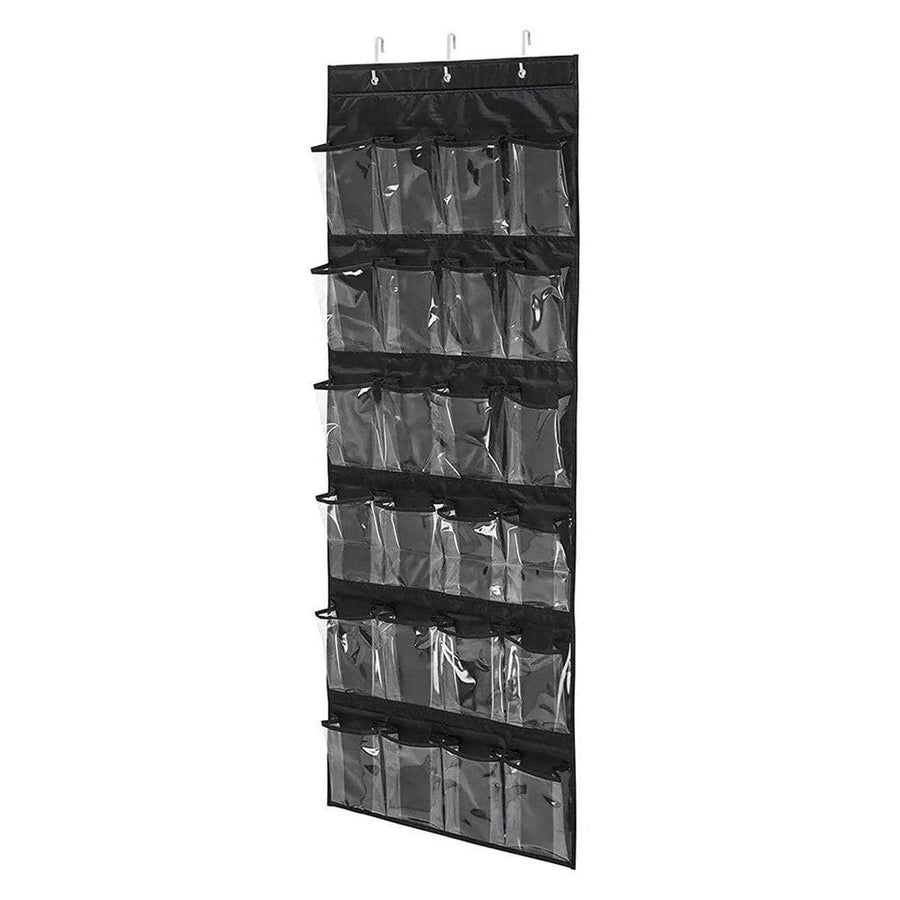 Over-Door Shoe Organiser with 24 Pockets, 135 x 45 cm - Black