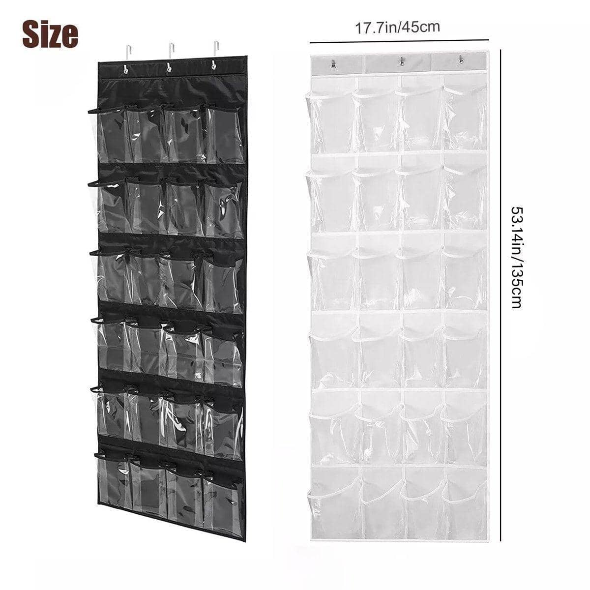Over-Door Shoe Organiser with 24 Pockets, 135 x 45 cm - Black - view 4