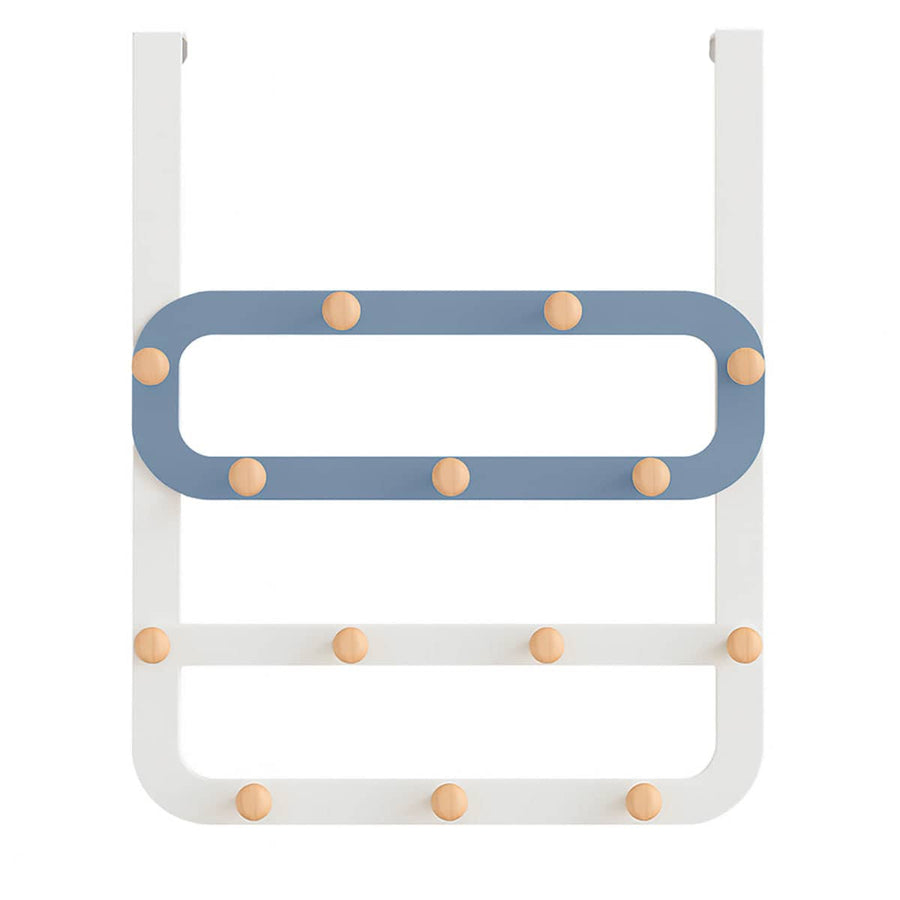 Over the Door Hook Rack with Multi Row Hooks, No Drilling - Blue