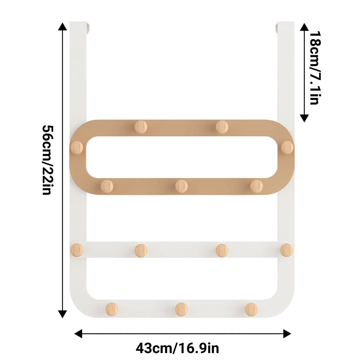 Over the Door Hook Rack with Multi Row Hooks, No Drilling - Blue - view 4
