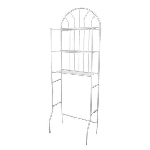 Over Toilet 3 Tier Bathroom Floor Storage Shelf White Metal - view 2