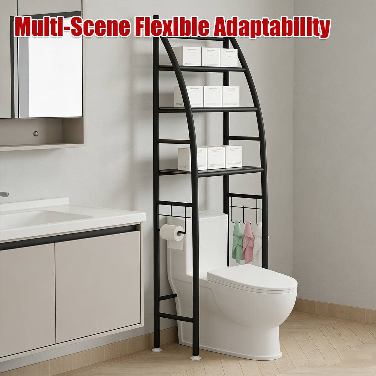 Over Toilet 4 Tier Bathroom Storage Rack - White - view 5