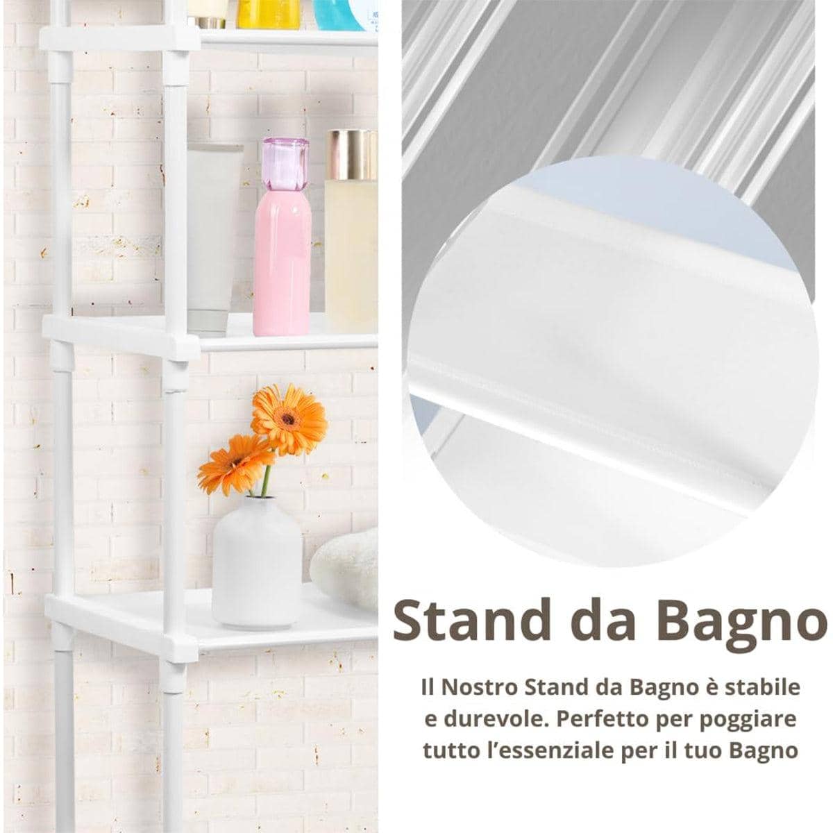 Over-Toilet Bathroom Storage Rack - Black, 150 cm - view 5