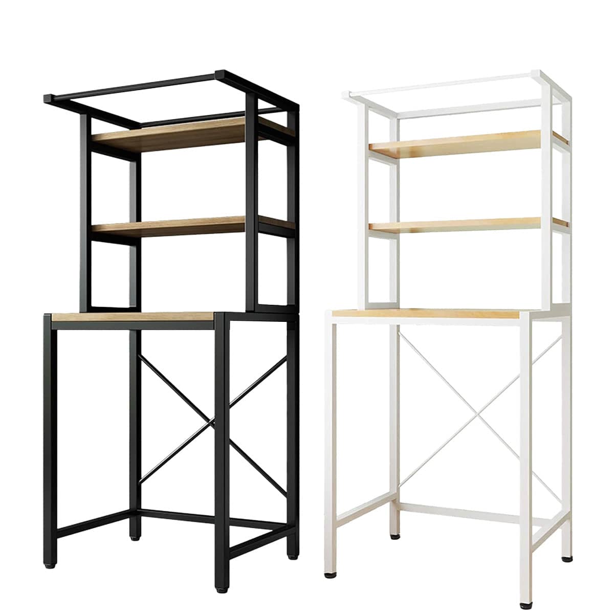 Over Washing Machine 3 Tier Storage Rack with Hanging Rail - White - view 3