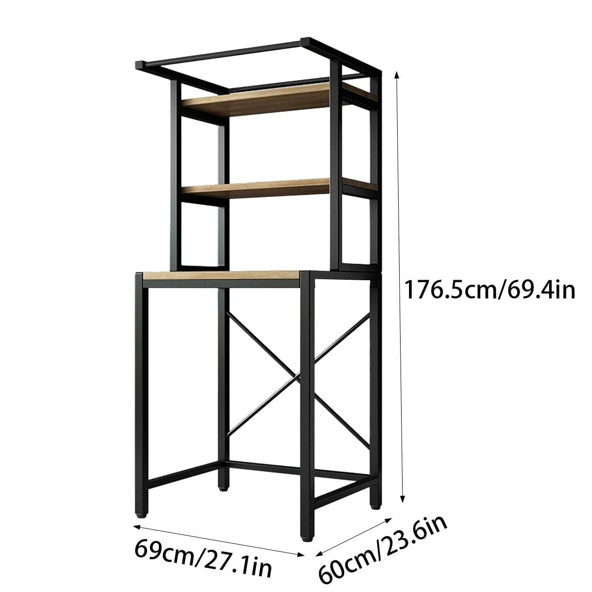 Over Washing Machine 3 Tier Storage Rack with Hanging Rail - White - view 4