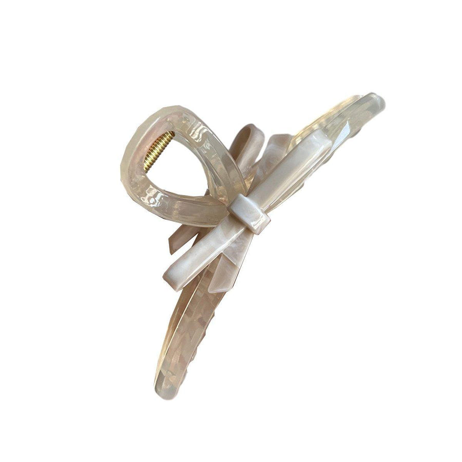 Oversized Bow Hair Claw Clip for Women - Beige