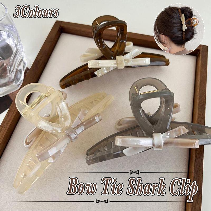 Oversized Bow Hair Claw Clip for Women - Grey - view 2