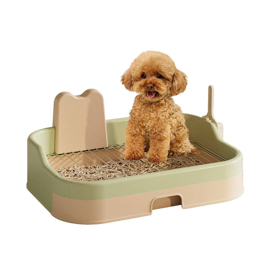 Oversized Dog Potty Tray with High Fence and Drawer - Green and Beige