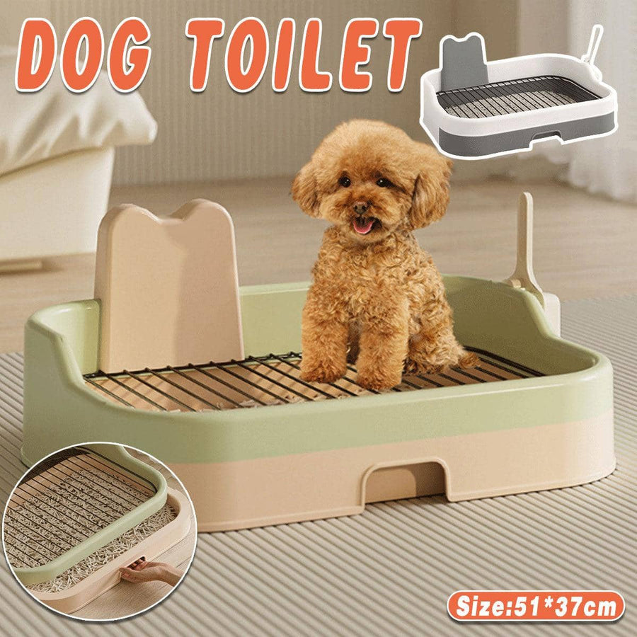 Oversized Dog Potty Tray with High Fence and Drawer - Grey and White