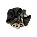 Oversized Hair Scrunchie - Black with Tan Cow Print Lining
