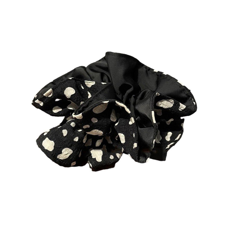 Oversized Hair Scrunchie - Black and White Spotted Print