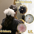 Oversized Polka Dot Lace Hair Band for Ponytails - White, Large - view 2
