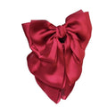 Oversized Satin Bow Hair Claw Clip - Burgundy