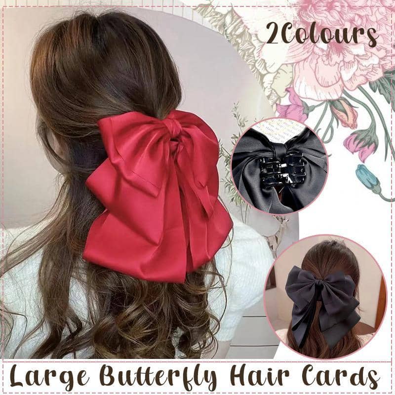 Oversized Satin Bow Hair Claw Clip - Burgundy - view 2