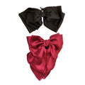 Oversized Satin Bow Hair Claw Clip - Burgundy - view 3