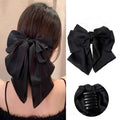 Oversized Satin Bow Hair Claw Clip - Burgundy - view 4